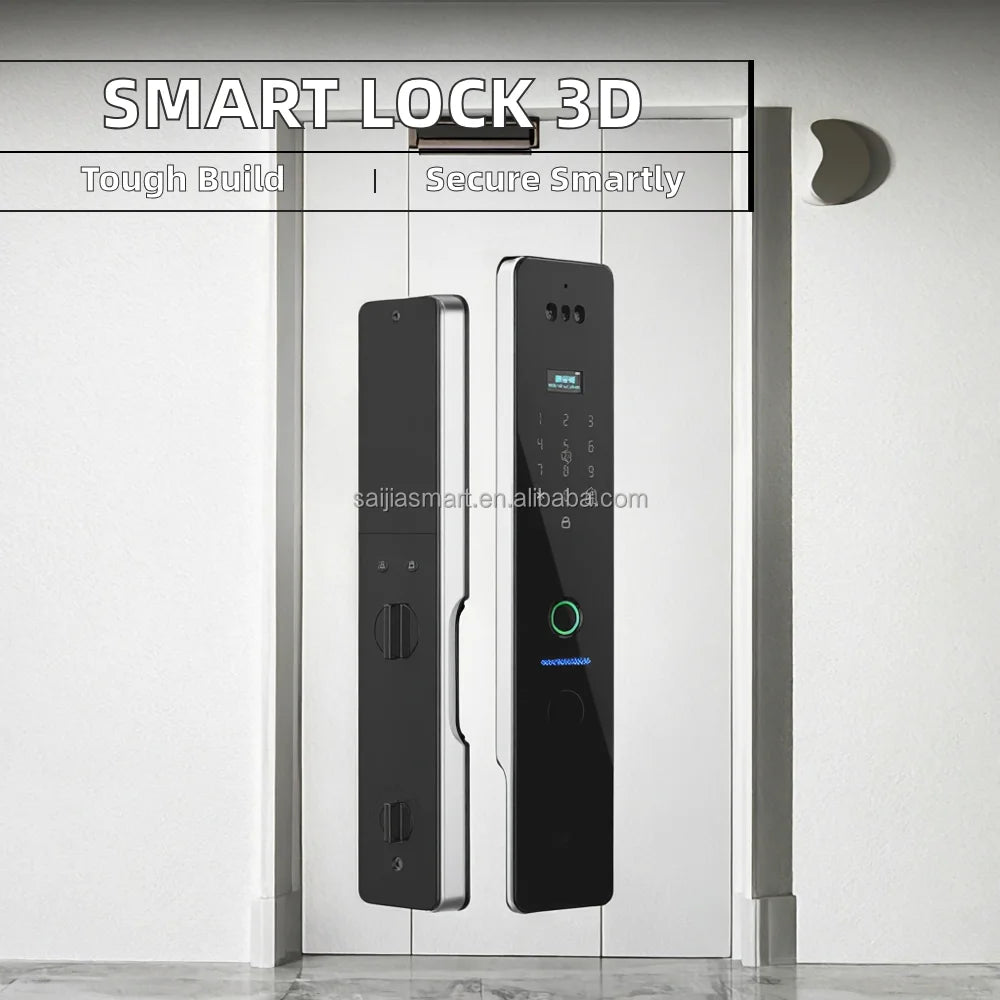 Latest Cerradura Inteligente 3D Face Fingerprint Door Lock Smart Camera Electric Password WiFi Network Memory Card Storage