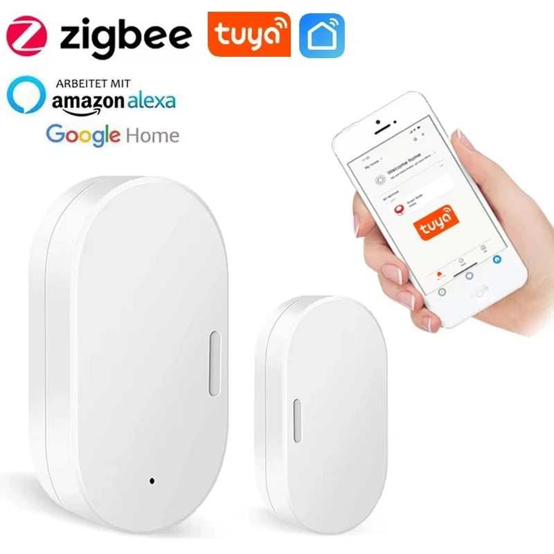 Tuya Zigbee 3.0 WiFi Door Window Sensor Smart Home Wireless Door Open / Closed Detector Smart Life Control Via Alexa Google Home