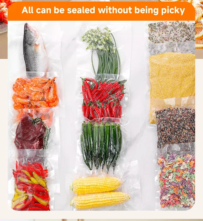 2026 New Electric Vacuum Sealer Built‑in Cutter Dry Wet Mode Automatic Food Sealer Kitchen Food Preservation Packaging Machine