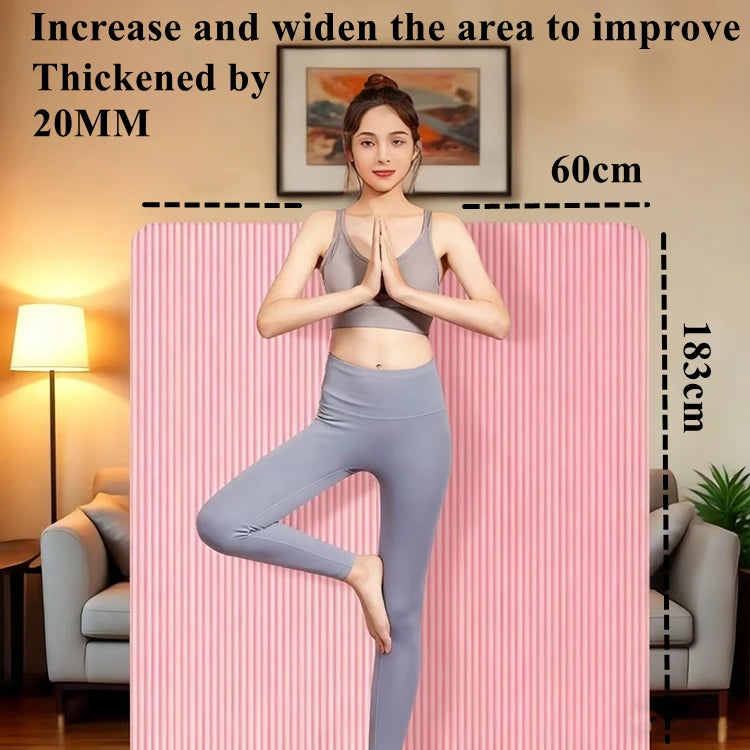 183x60cm Fitness 20mm Thick Workout Yoga Mat Indoor Pilates Noise Reduction Yoga Mat Moisture-proof Non-Slip Durable Exercise
