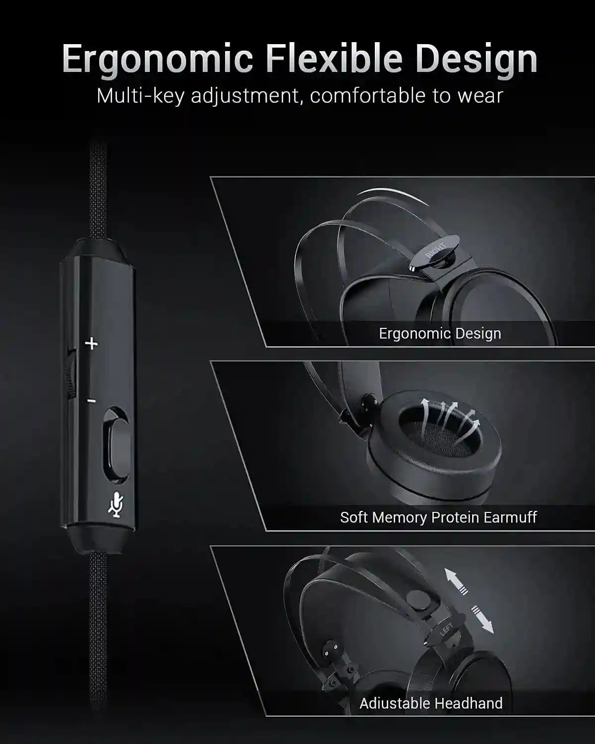 Wired Gaming Headset with Noise Canceling Mic for PC and PS5 - Black Tidesmit
