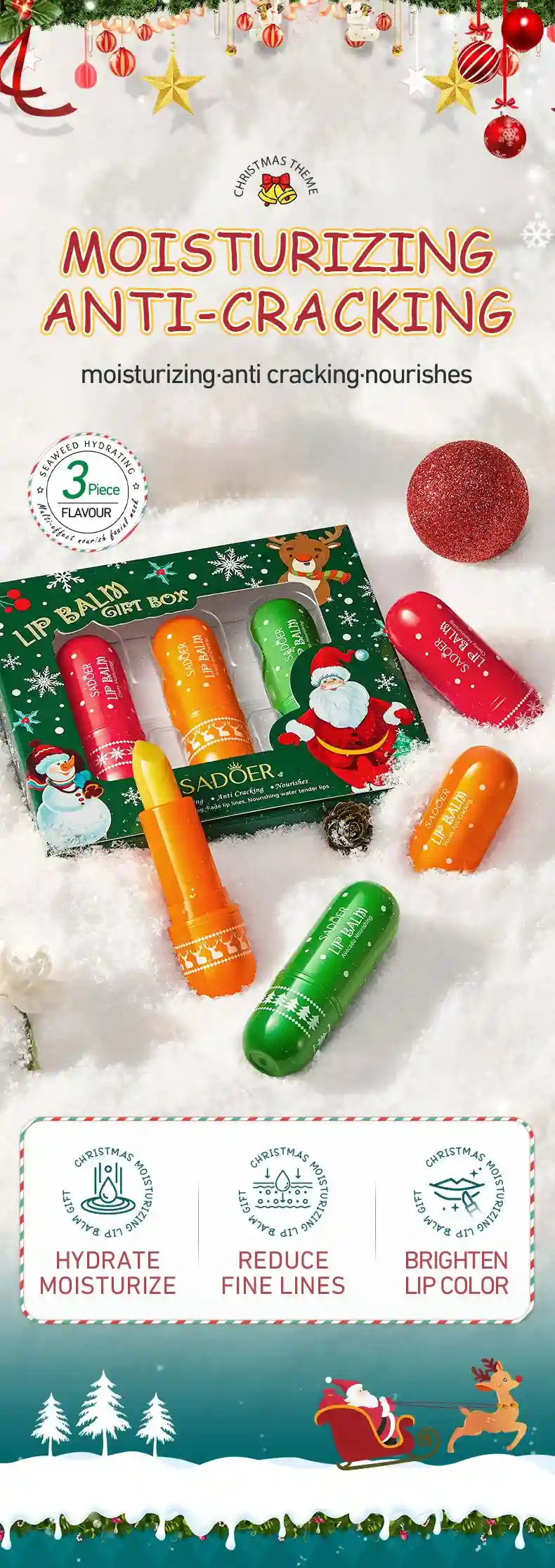 Moisturizing Lip Balm Set - Hydrating Lip Care Treatment 3-4pcs Lip Care Tidesmit