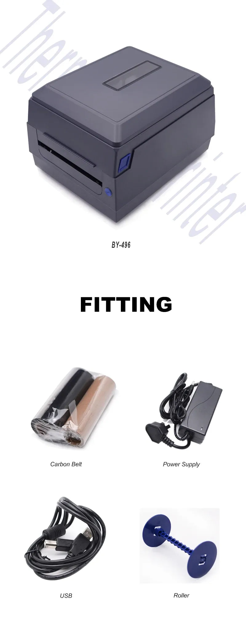 Desktop 110mm Barcode Shipping Label Printer USB Interface Thermal Transfer Printer With Ribbon