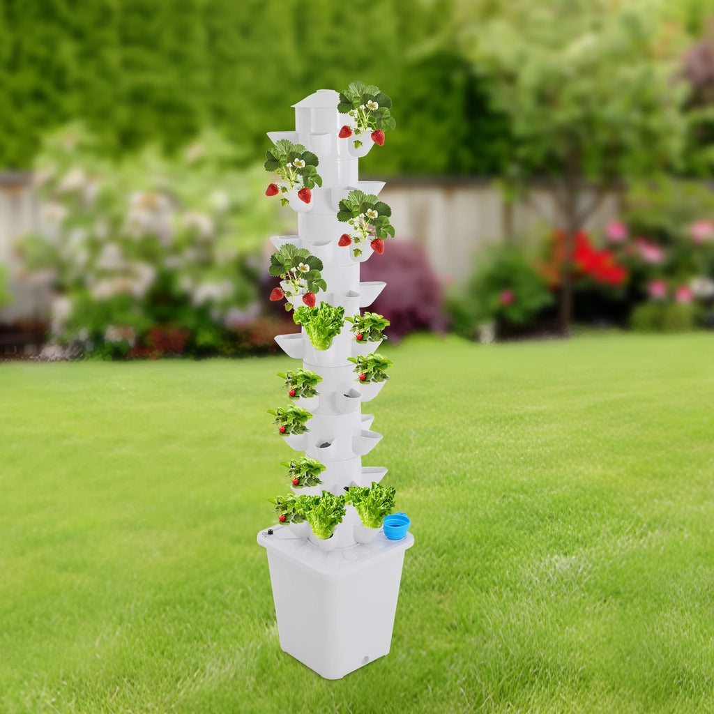 Vertical Hydroponic Growing System 45 Holes Kit with Water Pump Vegetable Planter for Balcony Garden Greenhouse