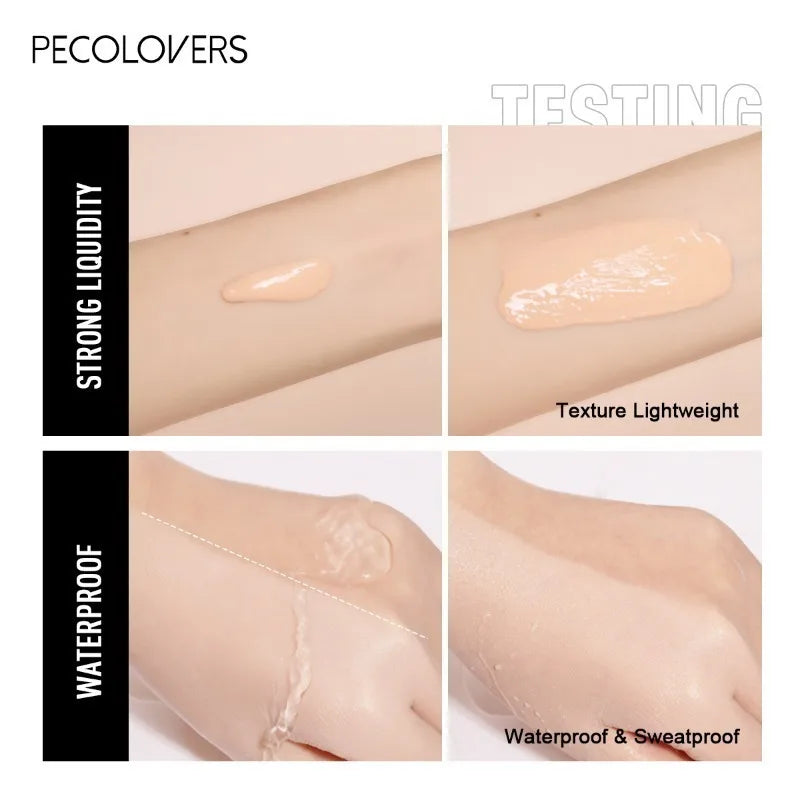 Tidesmit waterproof liquid foundation texture close-up showing long-lasting natural face makeup finish