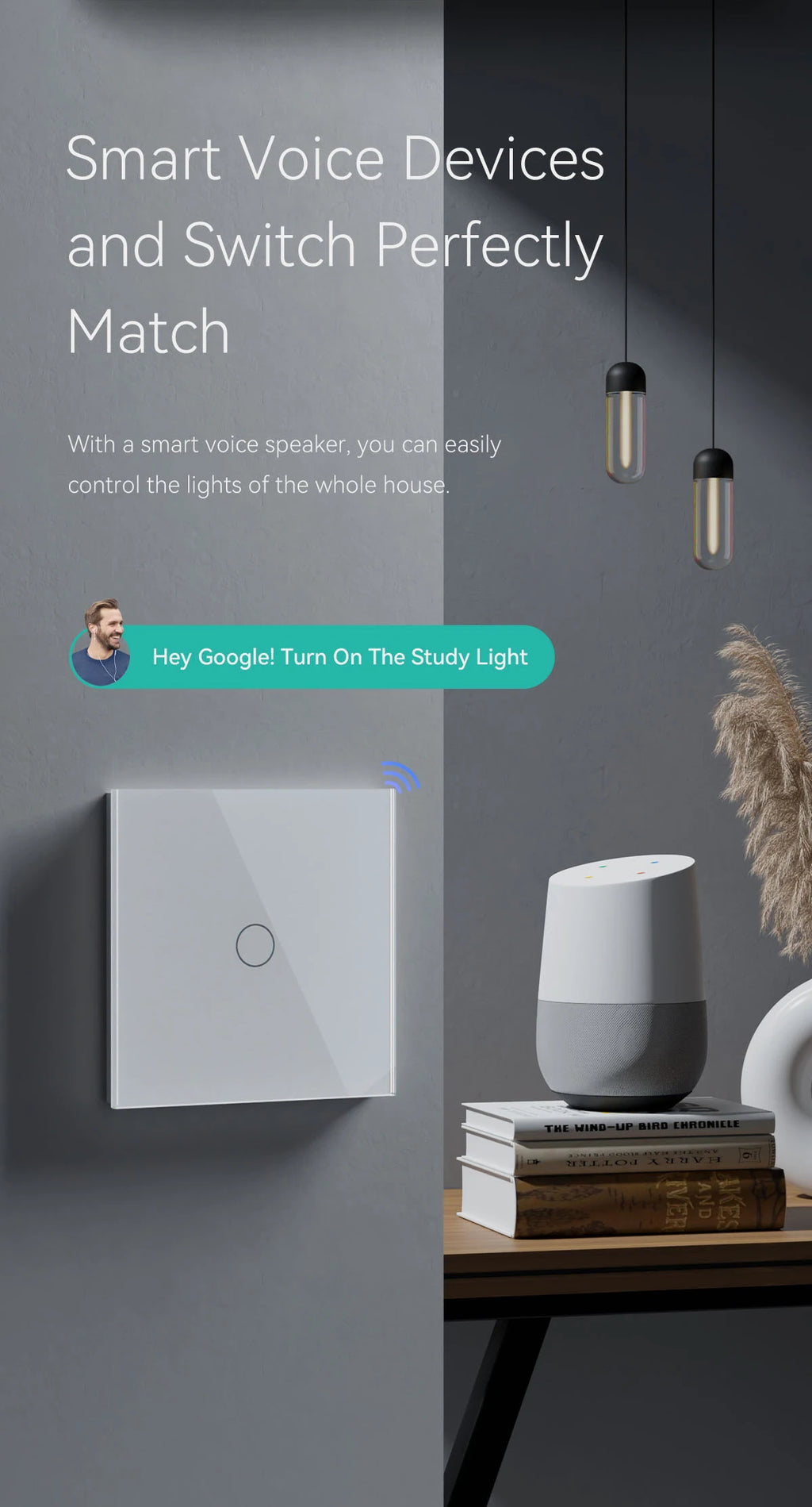 WiFi Smart Wall Switch with USB-C Port - Glass Panel Tidesmit Tidesmit