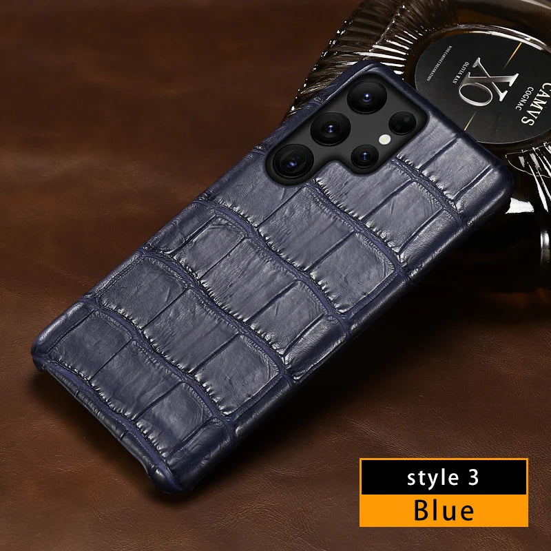 Samsung Galaxy S25 Ultra Leather Case - Slim Military-Grade Protection blue 3 Tidesmit