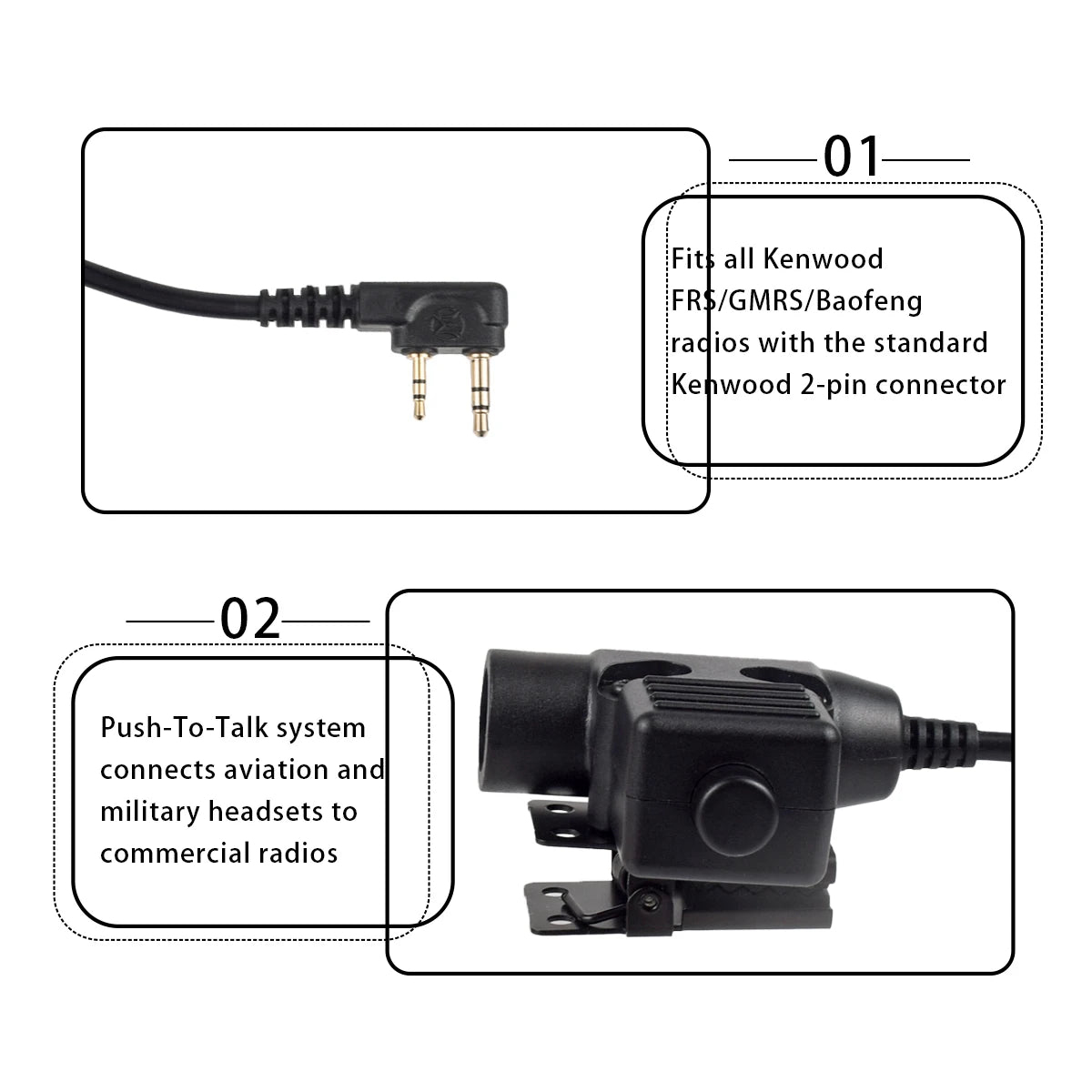 Tactical Shooting Headset with U94 PTT for Baofeng Radio - Tidesmit Tidesmit