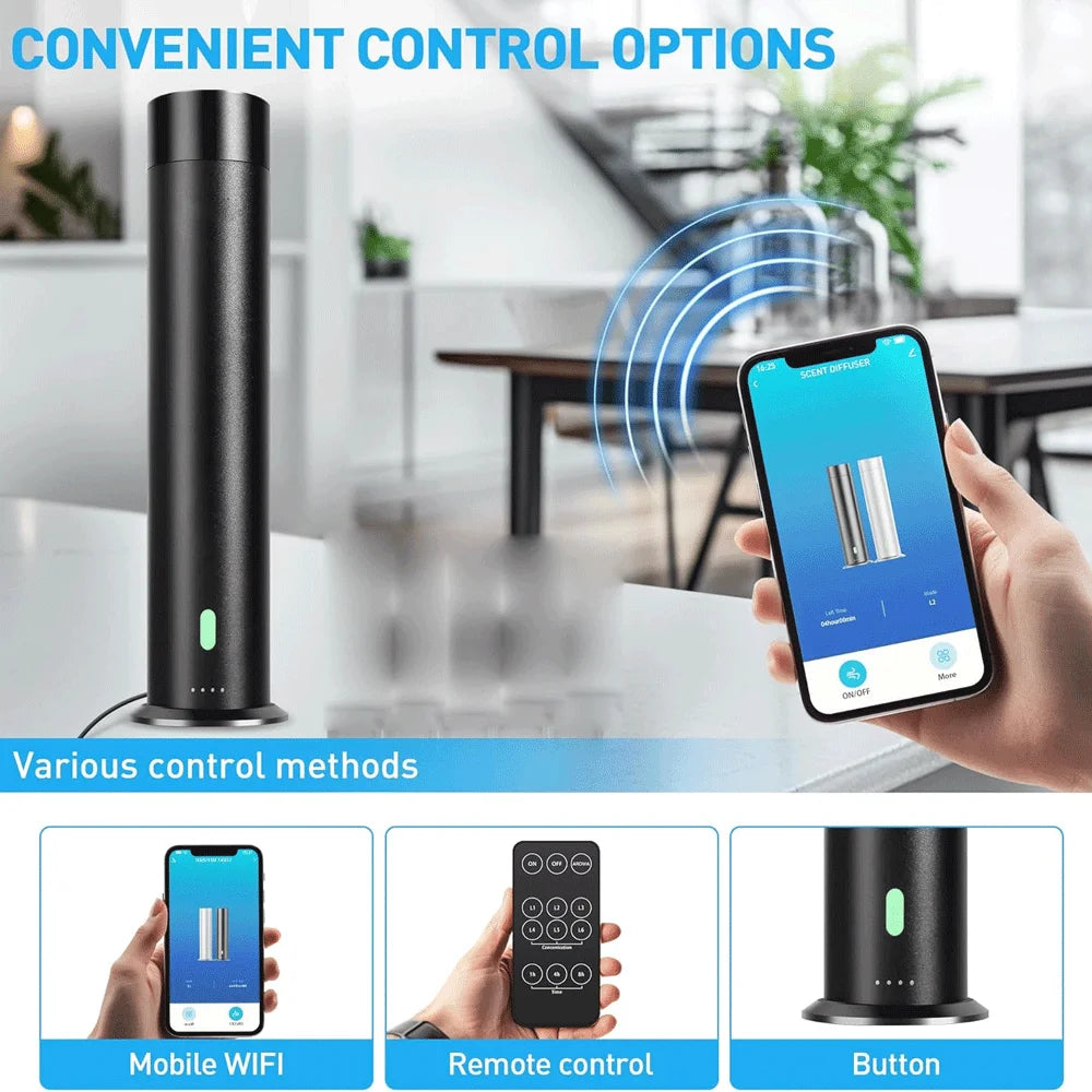 Coverage 1000 Sq.ft  Fragrance Diffuser 120ML Aroma Diffuser Smart Timing Remote Waterless Essential Oil Diffuser Large Room