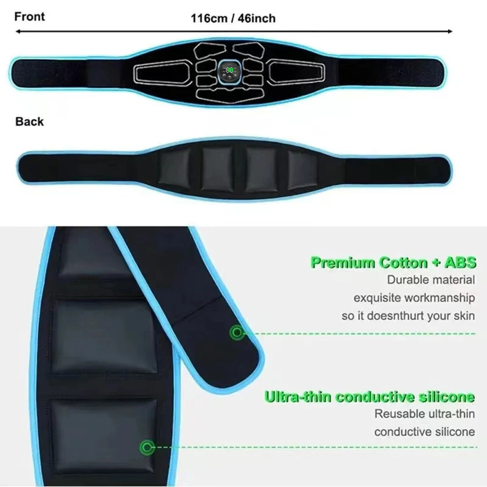 EMS Abdominal Toning Belt: Portable Rechargeable Muscle Stimulator Body Shaping Massage Equipment Tidesmit