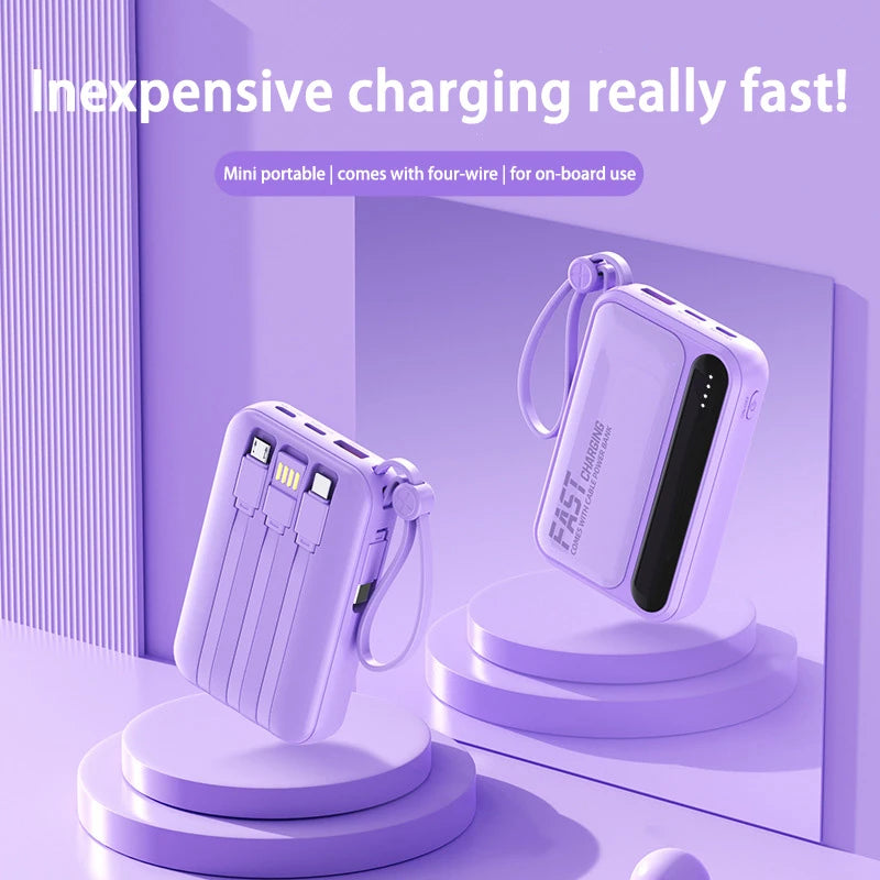 Portable Power Bank with Built-in Cables - Fast Charging 50000mAh Tidesmit
