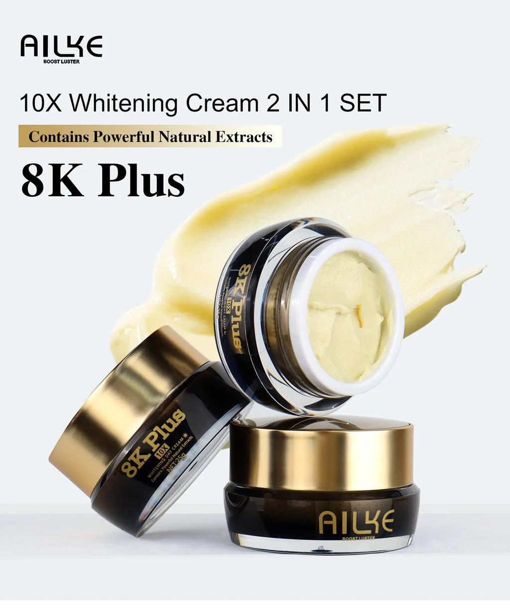 AILKE Whitening Face Cream, Reduce Dark Spots, Wrinkles, Melanin, Even Skin Tone, With Collagen, Glutathione, for All Skin Types