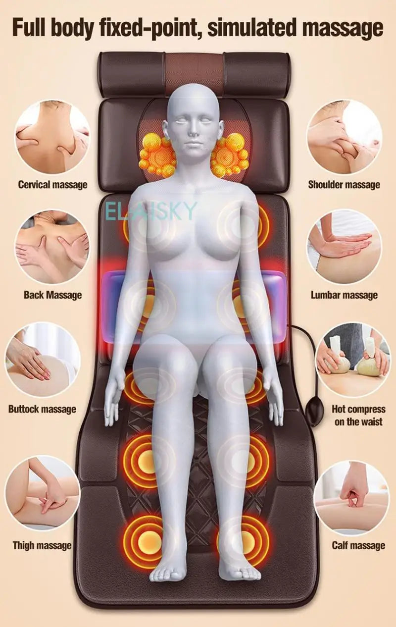 Full Body Massage Mattress with Heat Therapy & Vibration - Grey Massage Chairs Tidesmit