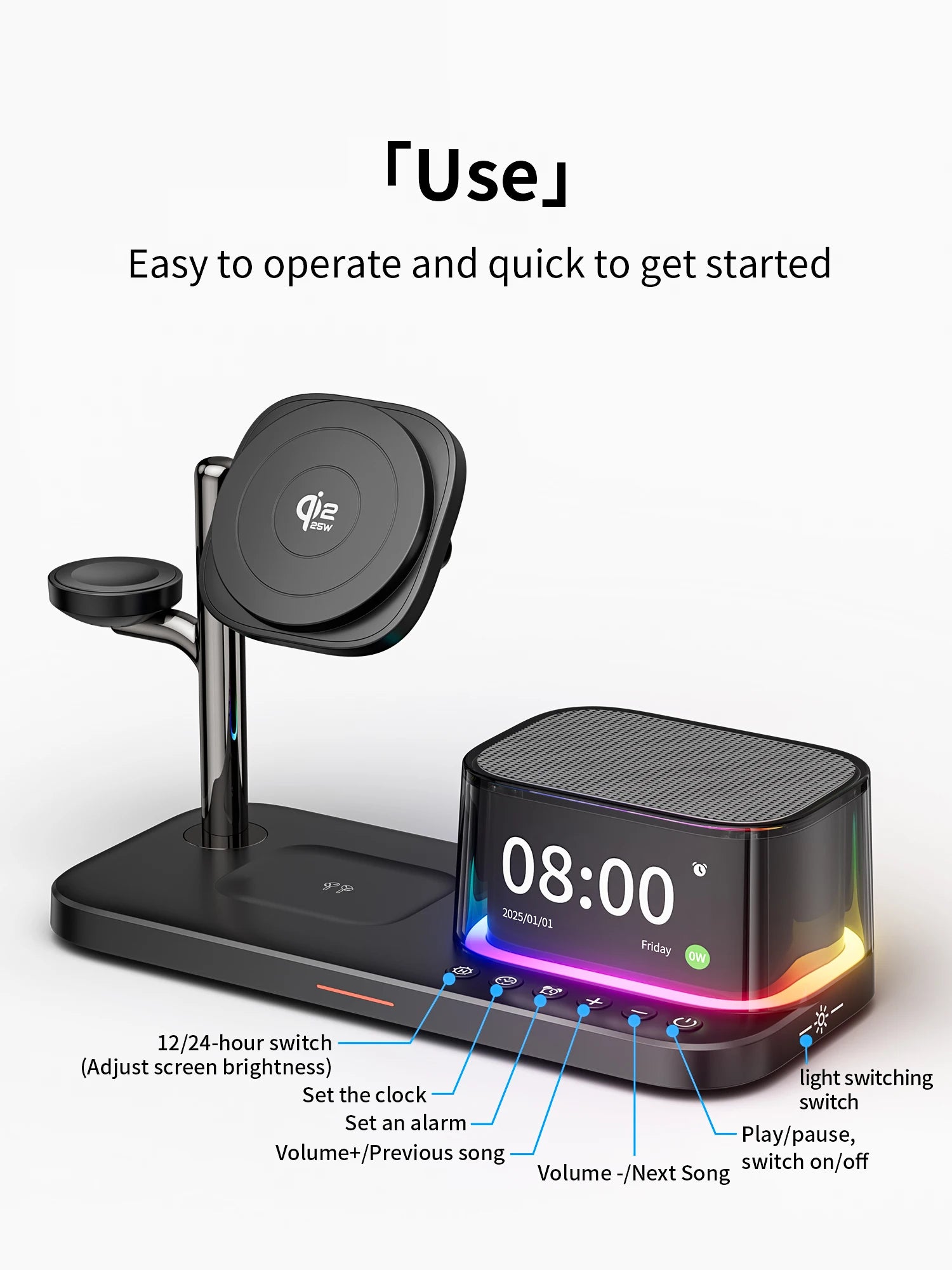 5-in-1 Magnetic Wireless Charger Stand - Qi2 Certified Multi-Device Station Tidesmit