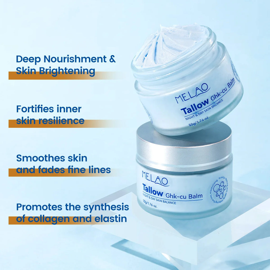 Grass-Fed Blue Balm Moisturizer with GHK-Cu Copper Peptides & Beef Tallow:Calendula Natural Skincare Care for Mature Dry Skin