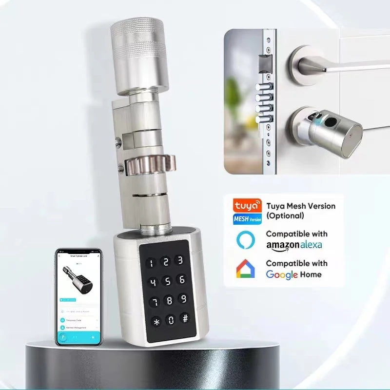 Israel-only Tuya APP Fingerprint Cylinder Electronic Smart Door Lock Digital Keypad Code Key Card Remote Control Home Apartment