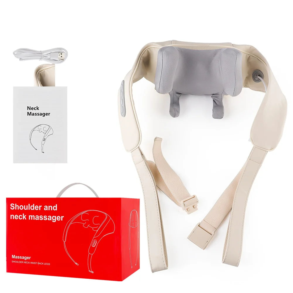 Electric Neck and Shoulder Massager - Rechargeable Deep Tissue Shawl Back Massage Instrument Tidesmit