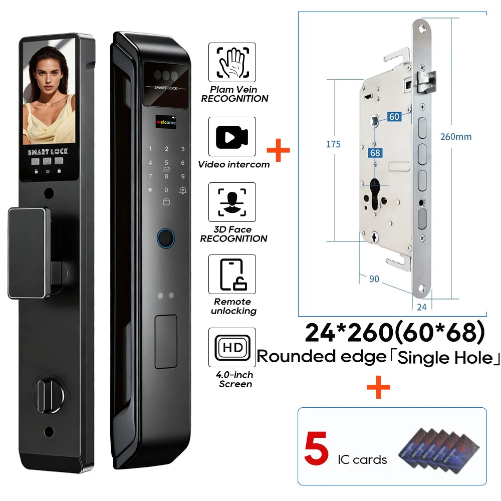 SANKESONG Tuya 3D Face Recognition Smart Lock with Security Camera Digital Electronic Intelligent Fingerprint Lock
