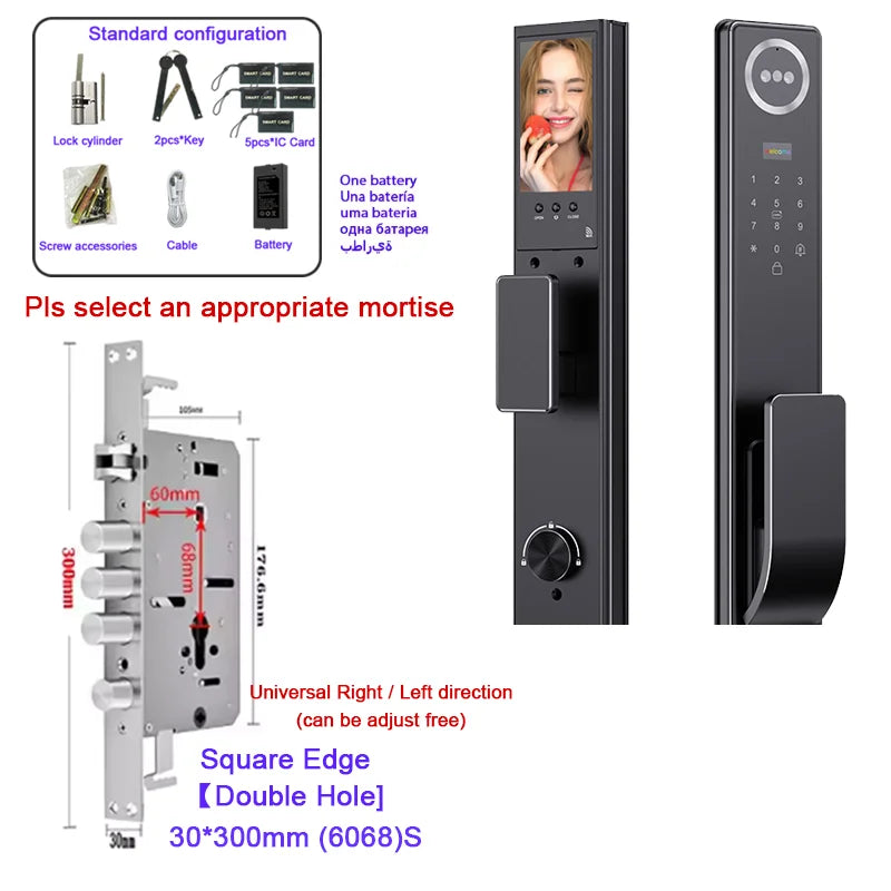 Outdoor Waterproof Lock Wifi Tuya APP Remote Voice Intercom Electronic Door Lock Face Fingerprint Smart Door Lock With Camera
