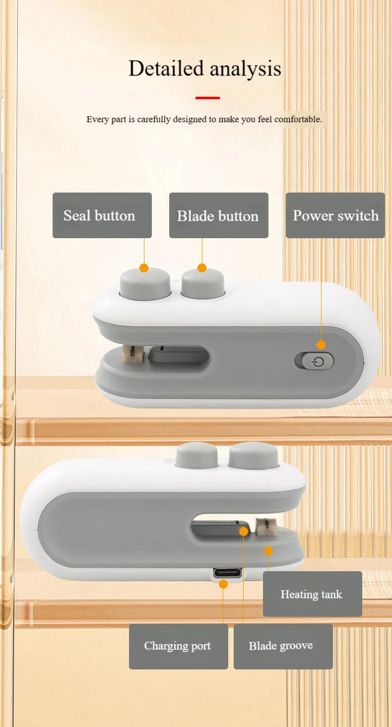 Vacuum Sealing Machine 2-in-1 Small Household Mini Sealing Tool Portable Hand Pressed Food And Snack Plastic Bag Sealing Machine