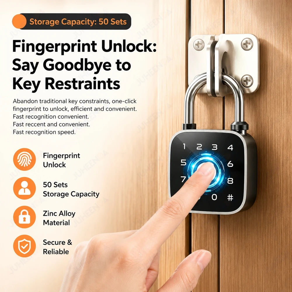 Tuya Bluetooth Fingerprint Padlock Rechargeable Digital Luggage Lock Password IP67 Waterproof Outdoor Security Electronic Lock
