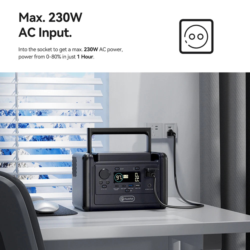 T300PRO Portable Solar Power Station 600W Peak Fast Charging Outdoor Backup Battery