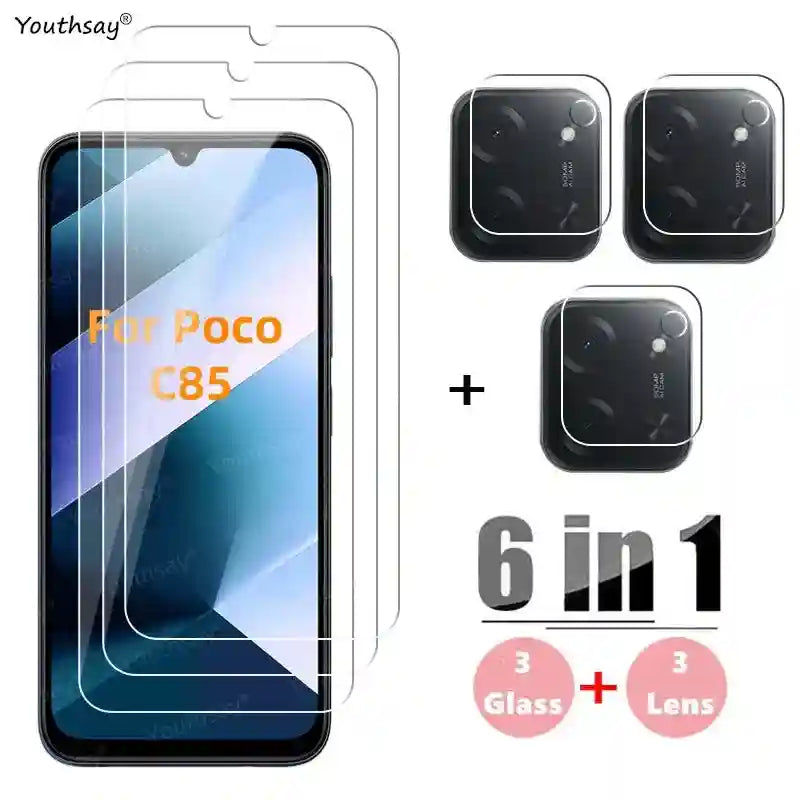 Poco C85 Screen Protector: 9H Tempered Glass & Lens Film Kit AE Tidesmit