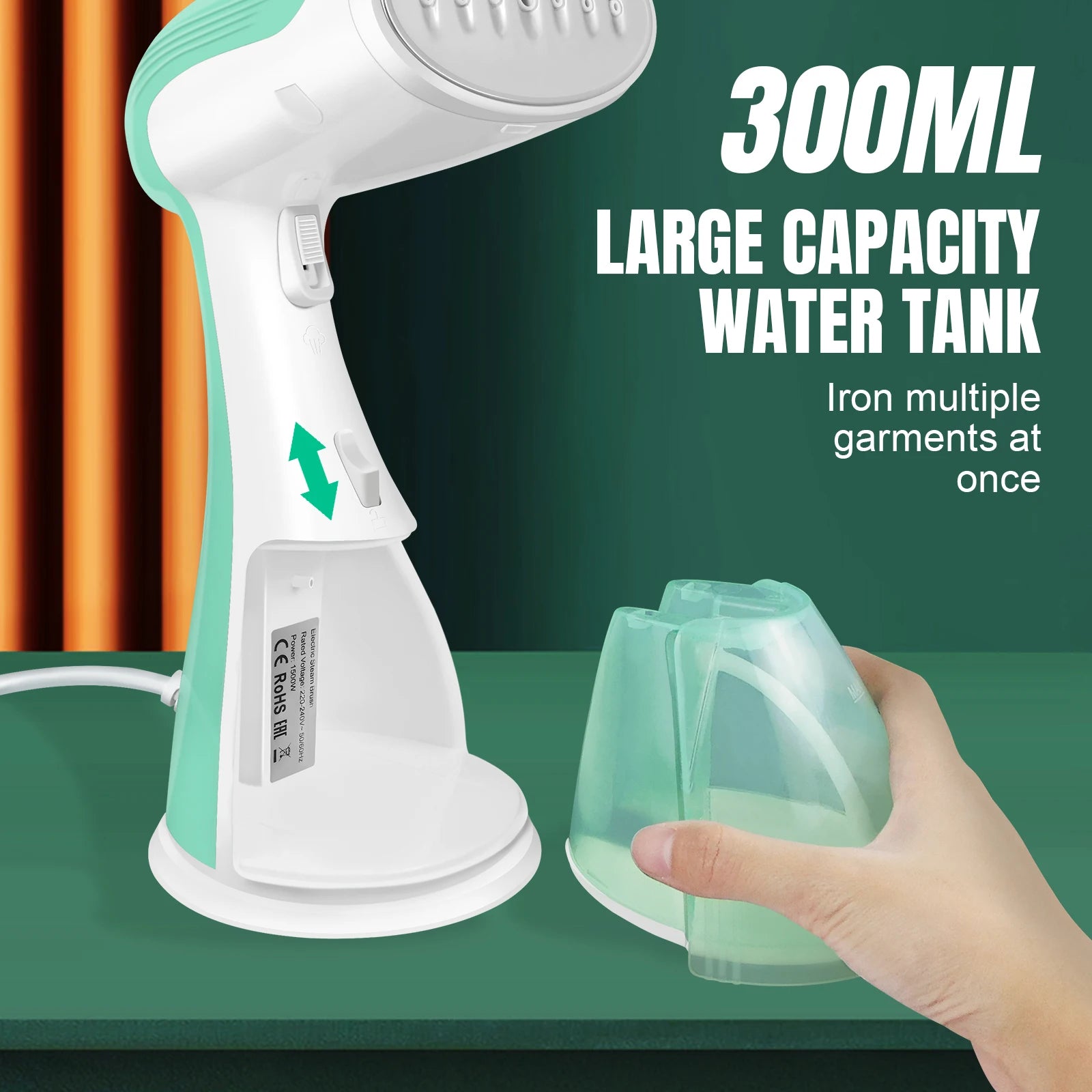 Tidesmit BRIEFNESS handheld garment steamer showing powerful steam vent and ergonomic handle for wrinkle removal