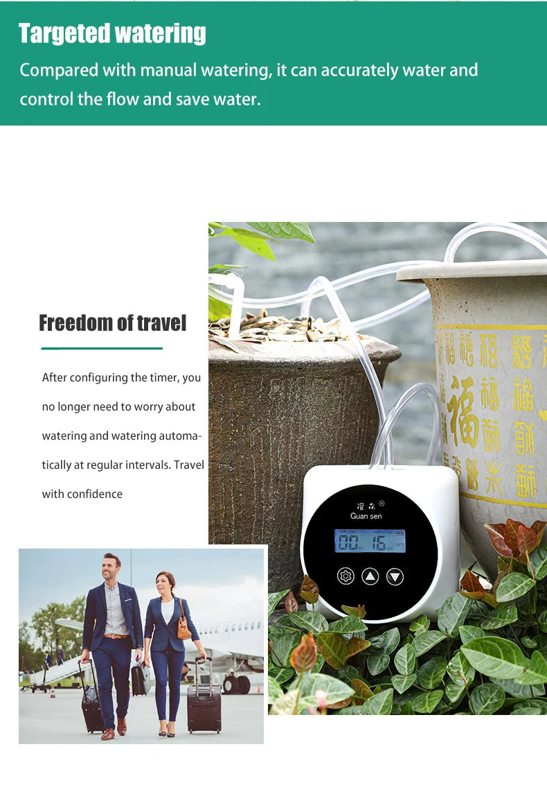New Automatic Drip Irrigation System Greenhouse Watering Timer Garden Water Pump Controller Potted Plant Watering Device Set