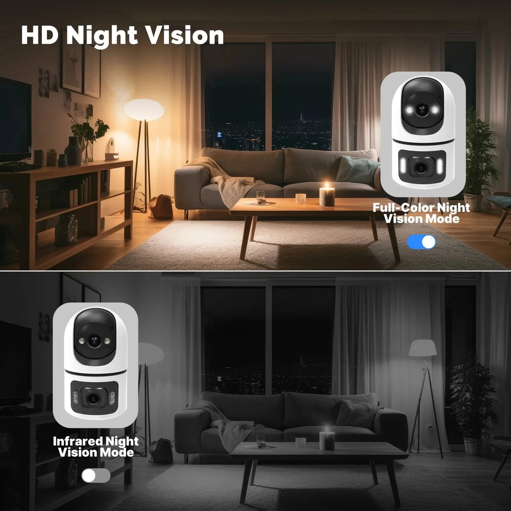8MP WiFi IP Camera With Adjustable Bracket Dual Lens Security Wireless Surveillance Cameras Onvif 10X Zoom Baby Monitor Mini Cam