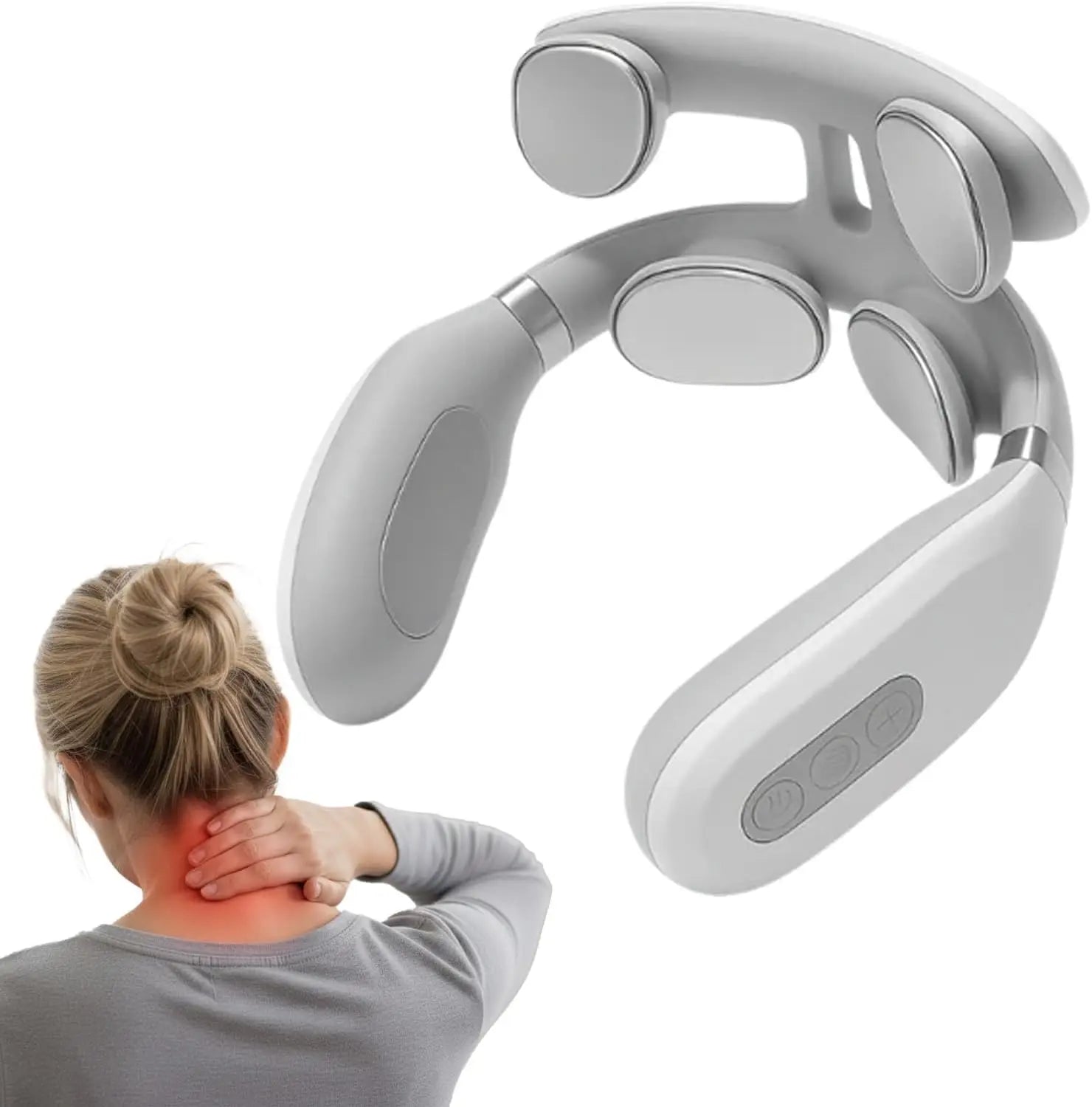 Tidesmit Portable Neck Massager - EMS Stress Relief Device (White) Relaxation Treatment Tidesmit
