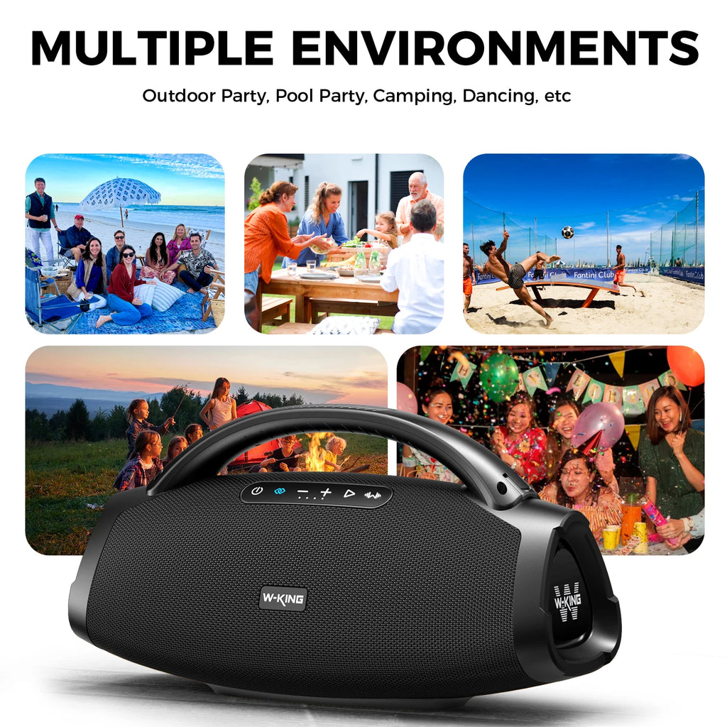W-KING X20 Portable Bluetooth Speakers, 200W RMS Massive Bass Party Boombox IPX7 Waterproof Speaker Large, Loud Outdoor Boombox