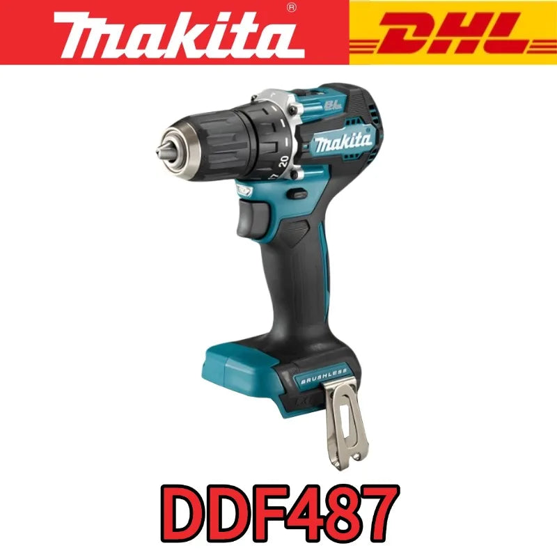 100% Makita Origina DDF487 Cordless Driver Drill Brushless Electric Impact Screwdriver 18V Rechargeable Power Tool -Makita 18V Battery DDF487 Brushless Electric Drill, Suitable for Five-rope Impact Drill of Decoration Team Us