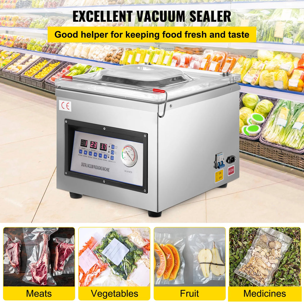 SucceBuy DZ-260C Chamber Vacuum Sealer Kitchen Food Packing Sealing Machine 110V Packaging for Food Saver Home Commercial Using