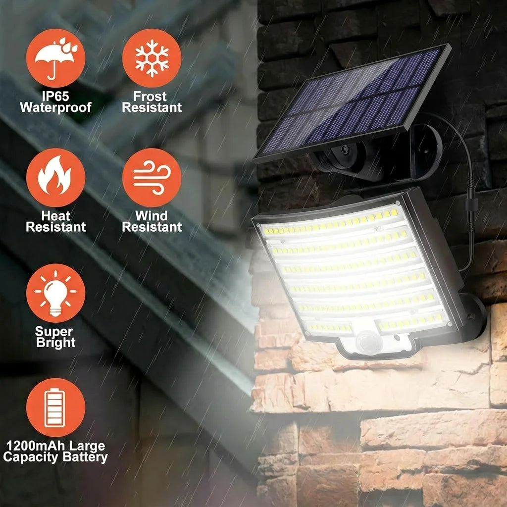 252LEDs Solar Lights Outdoor, IP65 Waterproof Solar Flood Lights with 16.4ft Cable, 3 Lighting Modes & Remote Control Motion Sensor Outdoor Light, LED Wall Lamp for Garden, Garage, Patio, Pathway