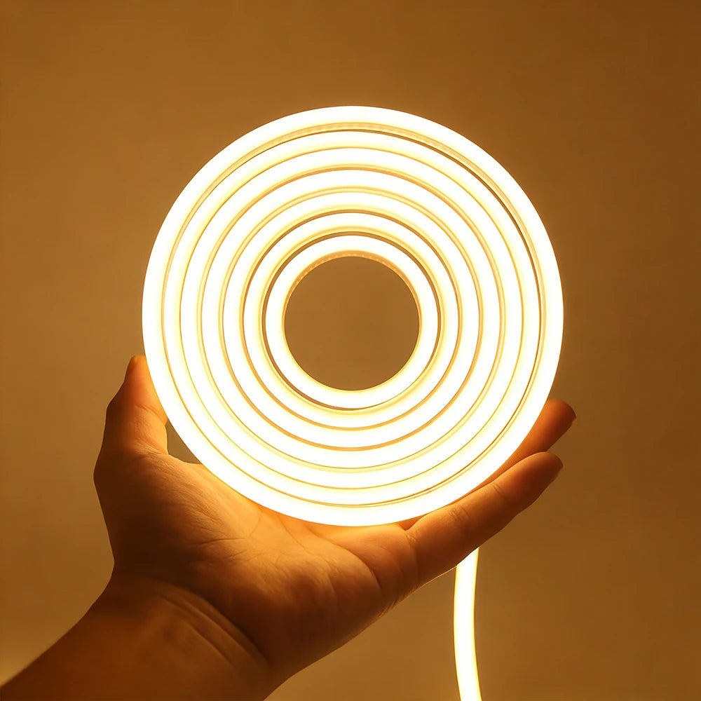 Dimmable 220V COB LED Neon Strip Light 4key Controller EU Plug Flex Tube 3000K 4000K 6000K for Staircase Bar Counter Lighting