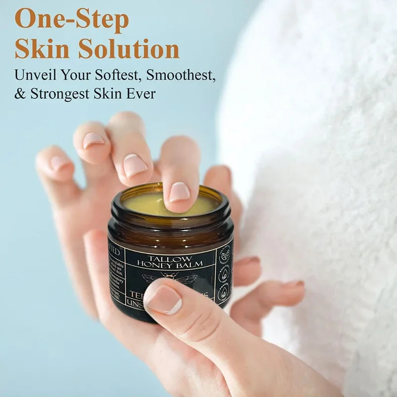 Organic Grass Fed Beef Tallow Balm With Raw Honey Moisturizing Cream For Soft Smooth Skin Handmade All-Natural Moisturizer Skin
