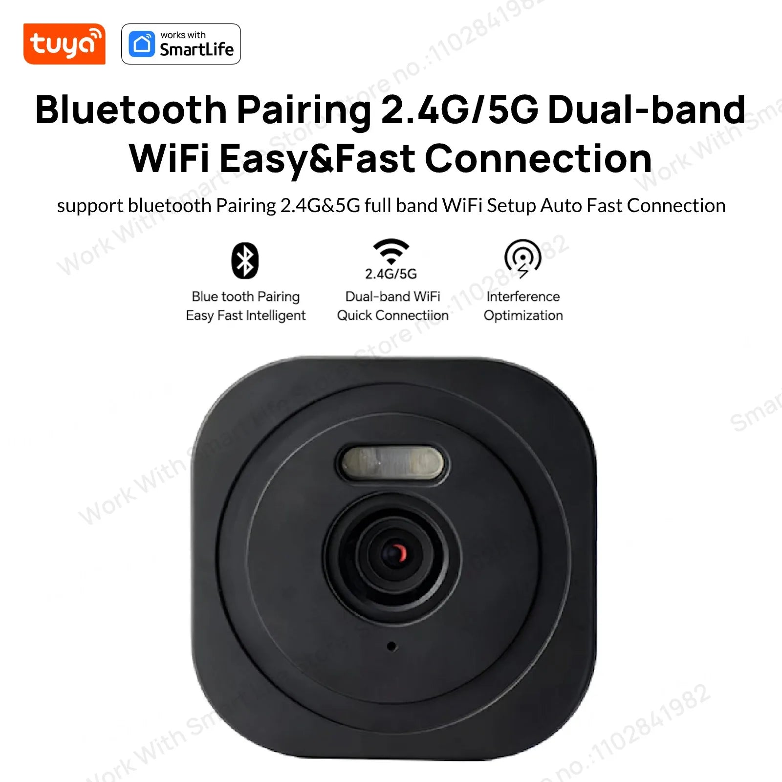3MP 2K Tuya Window Camera,2.4GHz & 5GHz WiFi Indoor Cameras for Home Security W/Color Night Vision,Person Motion Detection,Easy