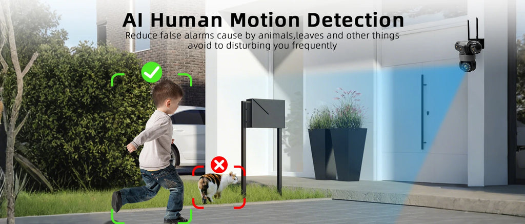 10K 20MP Home Security Outdoor WiFi Camera 4 Lens 4 Screen 360° 16X Zoom CCTV Wireless Surveillance PTZ Cam Security Protection