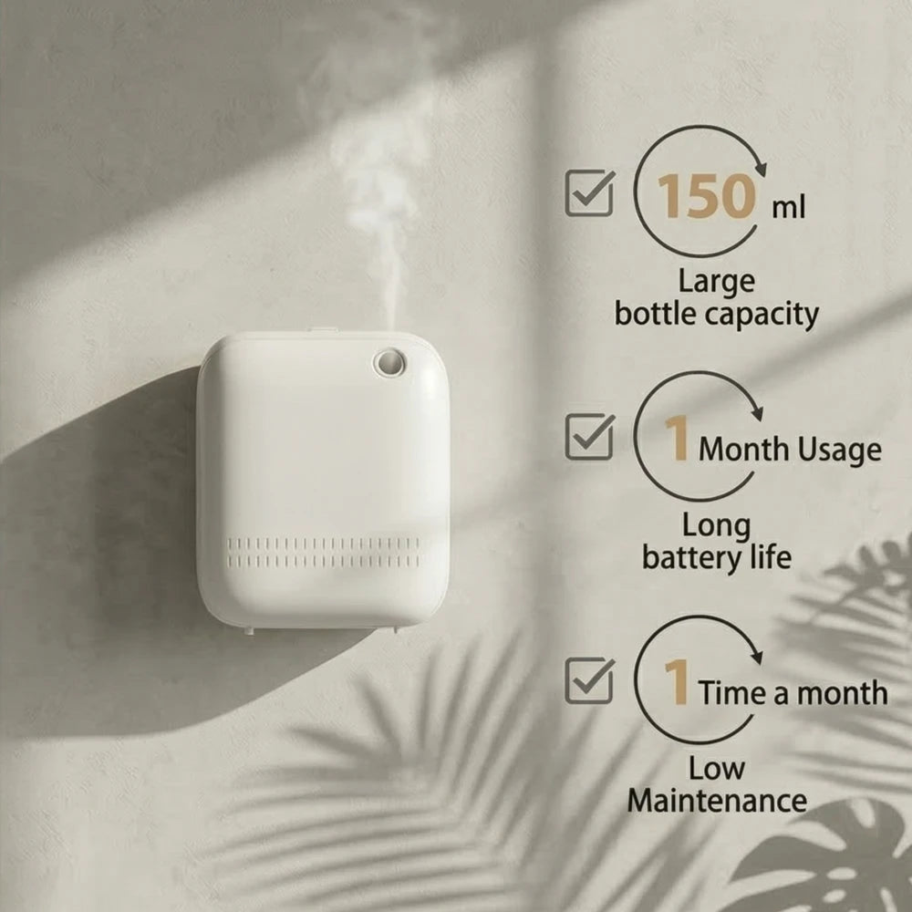 Smart Bluetooth Waterless Essential Oil Diffuser 150ml Wall-Mounted Aroma Scent Machine for Home Hotel Commercial Type-C