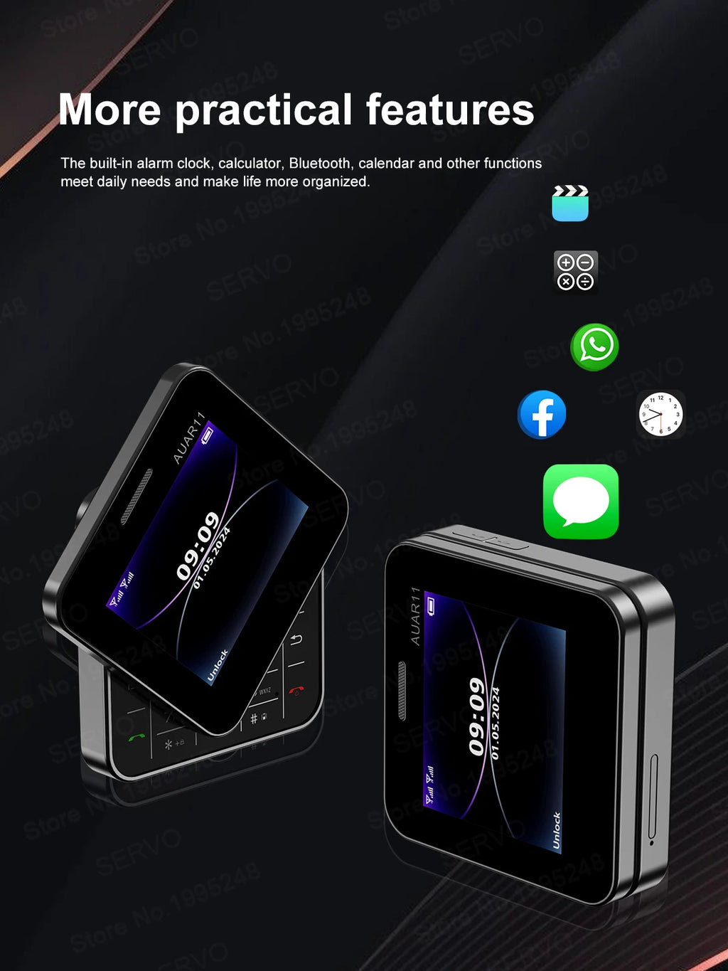 SERVO AUAR11 Rotating Screen Mobile Phone 2G GSM Dual SIM Blacklist Magic Voice FM Radio Speed Dial Torch Mini Sliding Cellphone