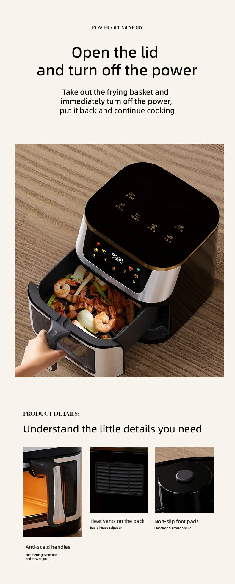 10L 10L Electric Air Fryer with Adjustable Tempera Large Capacity Air Fryers with Viewing Window & Touchscreen For Home
