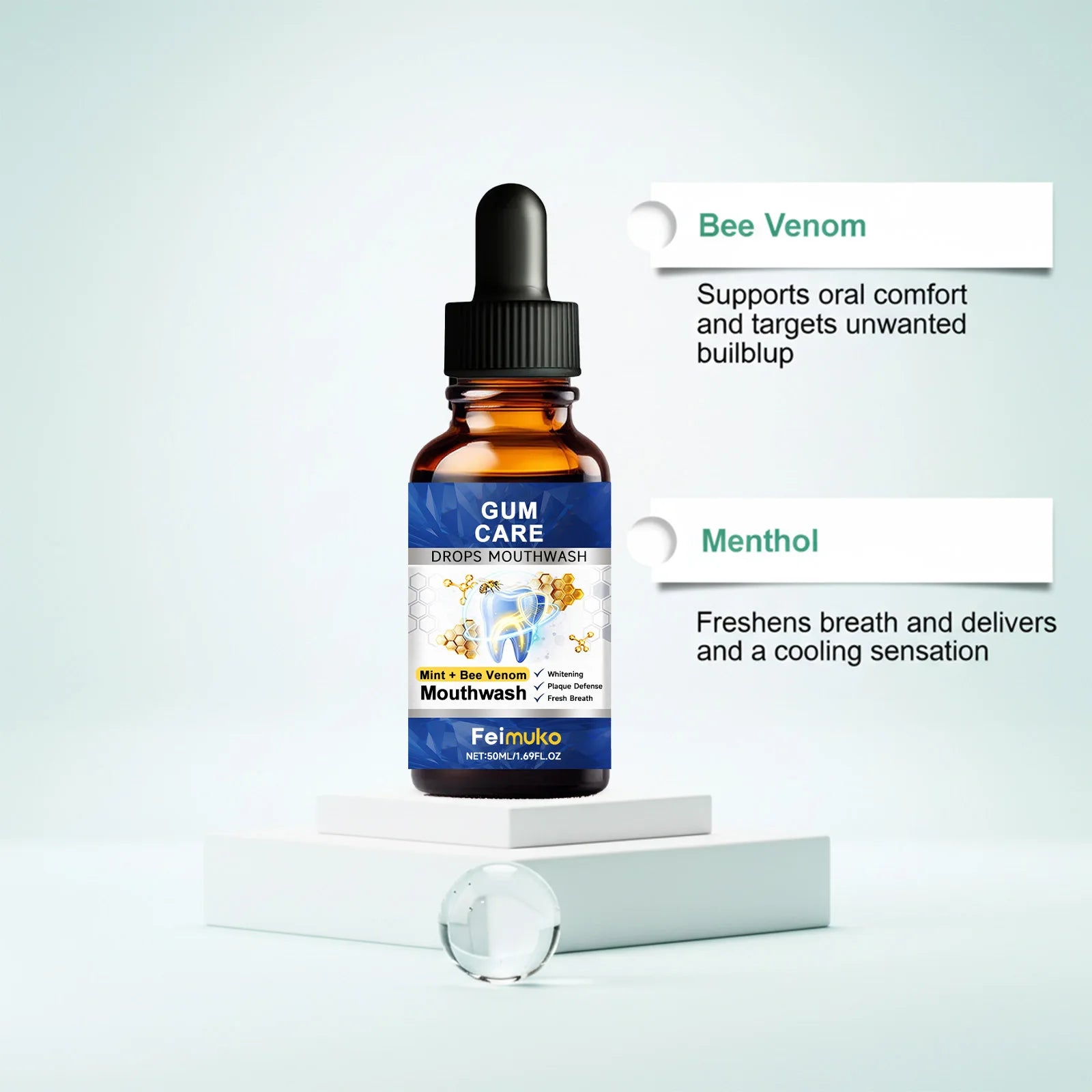 Tidesmit 50ML damaged gum repair gel serum for sore gum relief, deep cleaning, and teeth whitening treatment.