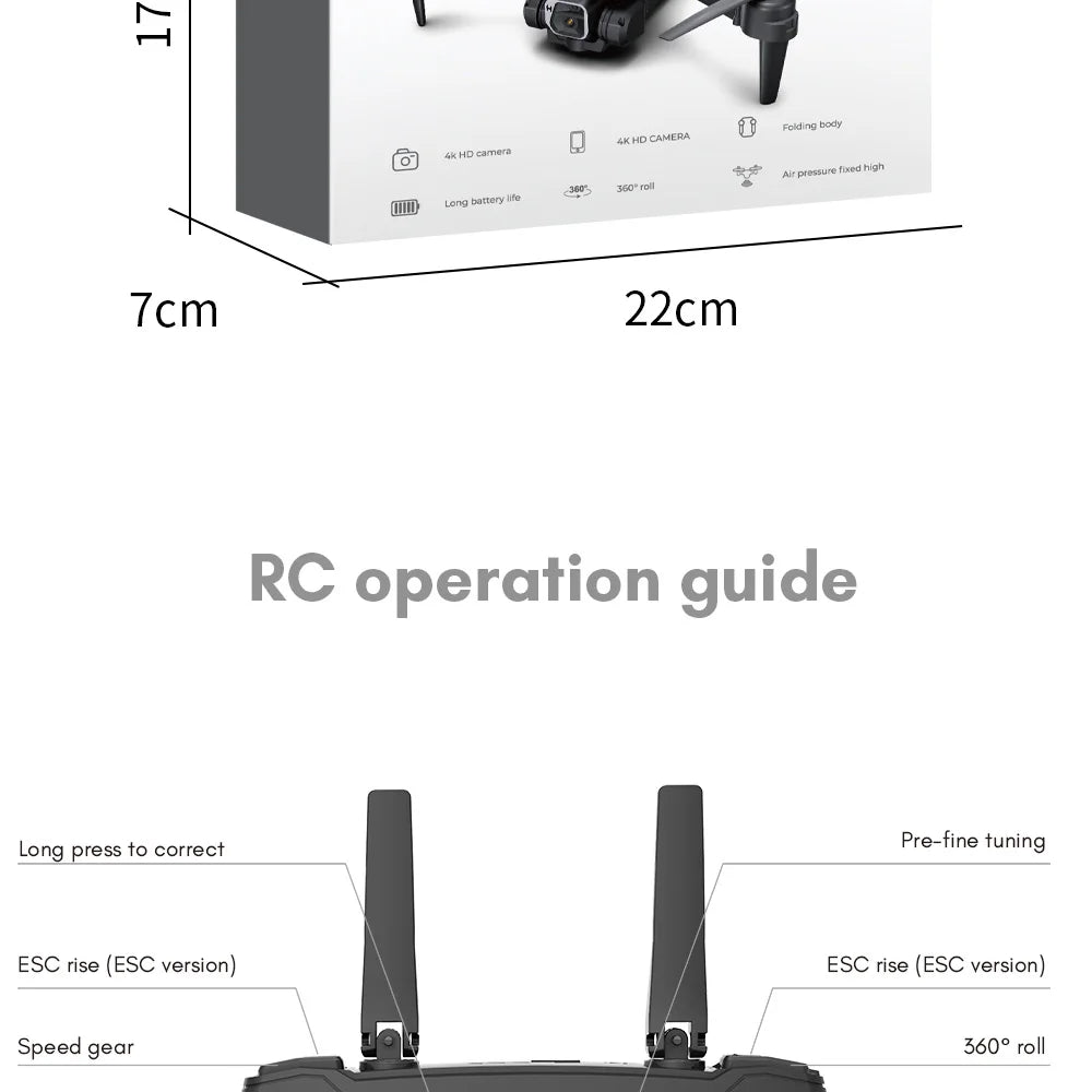 4K Camera Drone with Optical Flow Positioning - Foldable RC Aircraft Tidesmit