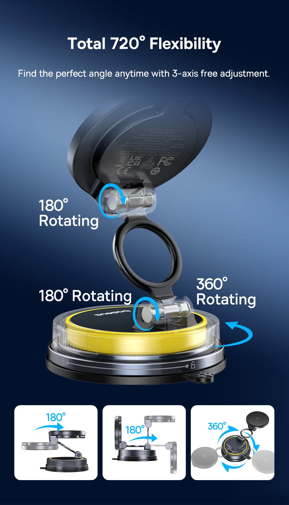 Magnetic Car Phone Holder | 360 Rotation Mount | Silver Tidesmit Tidesmit