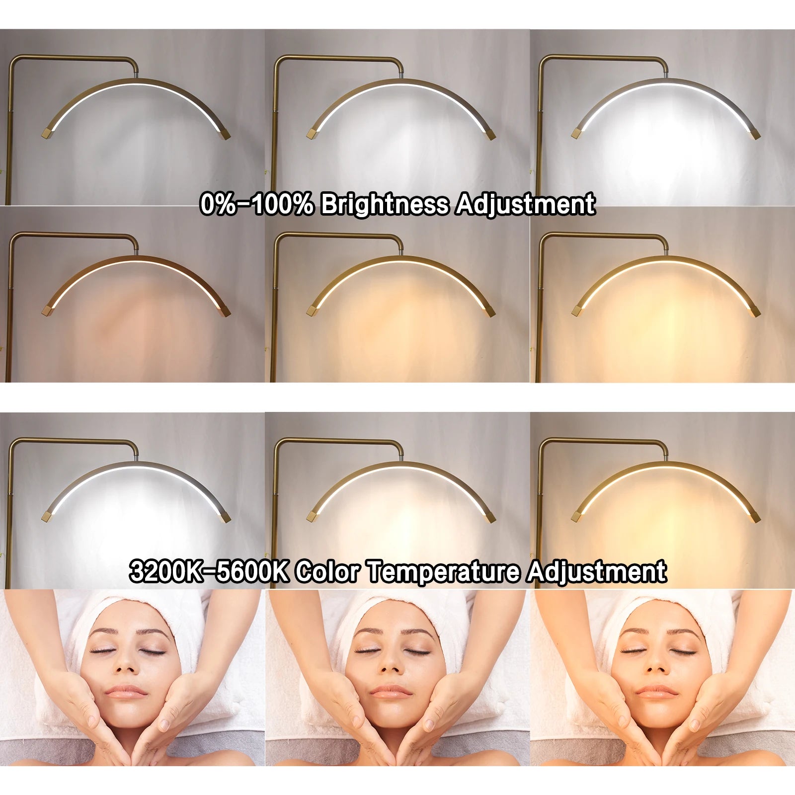 Half Moon LED Lash Light with Floor Stand - Adjustable Beauty Lamp Tidesmit