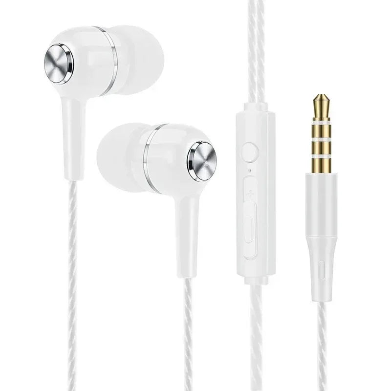 3.5mm Wired Headphones In Ear Headset Wired Earphones with Microphone Bass HiFi Stereo Earbuds Sports In-line Control For Phones White Tidesmit