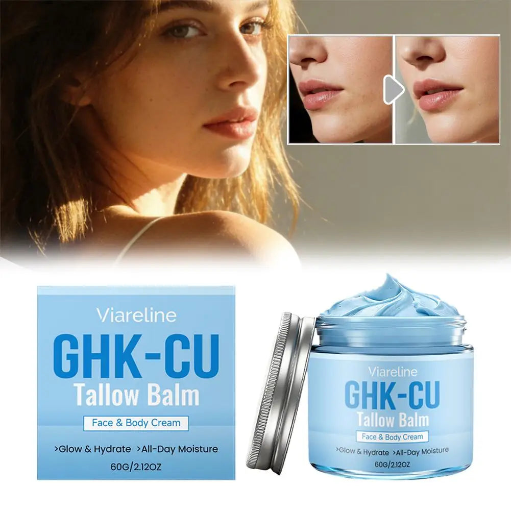 GHK CU Copper Peptide Natural Tallow Blue Cream Gentle Non Irritating Face Body Moisturizer For Sensitive And Mature Skin
