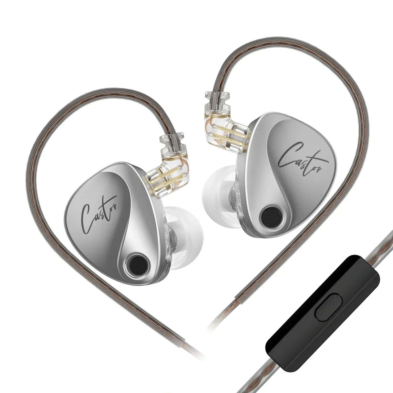 KZ Castor Dual Driver Wired In-Ear Monitors by Tidesmit silver with mic China Mainland Tidesmit