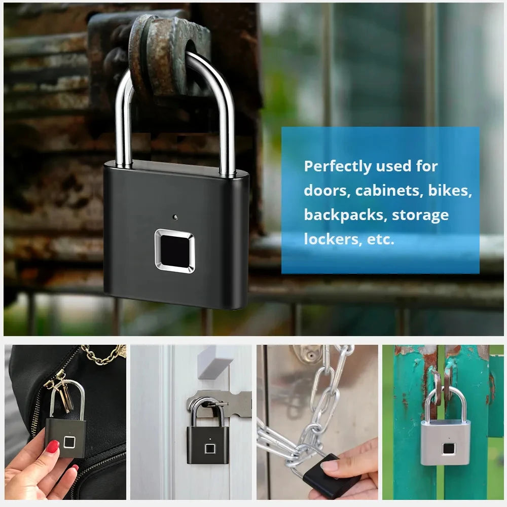 CDOK P2 Fingerprint Padlock, Built-in Rechargeable Battery, Outdoor Waterproof, Easy to Use